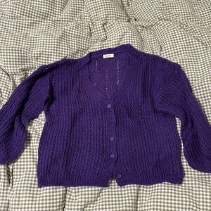 Purple Button Up Cardigan